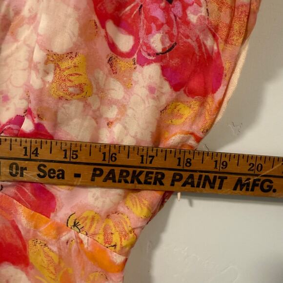 Free People Women's Freddy Mini Dress Pink Orange Floral Medium Flirty V Neck - Picture 10 of 10